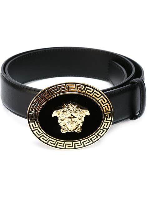 versace medusa round buckle belt